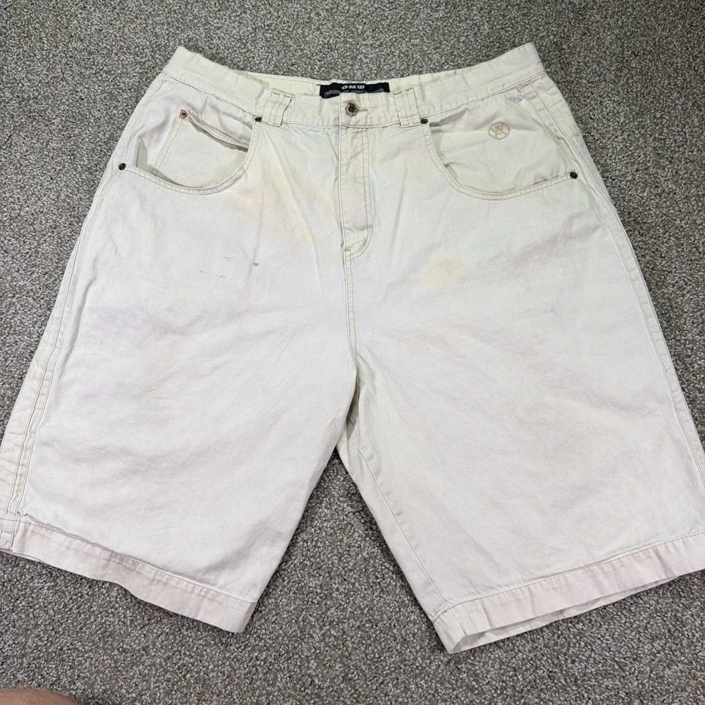 Vintage Hiphop Beige Carpenter Shorts OMW Baggy Classic 90s 40 Waist